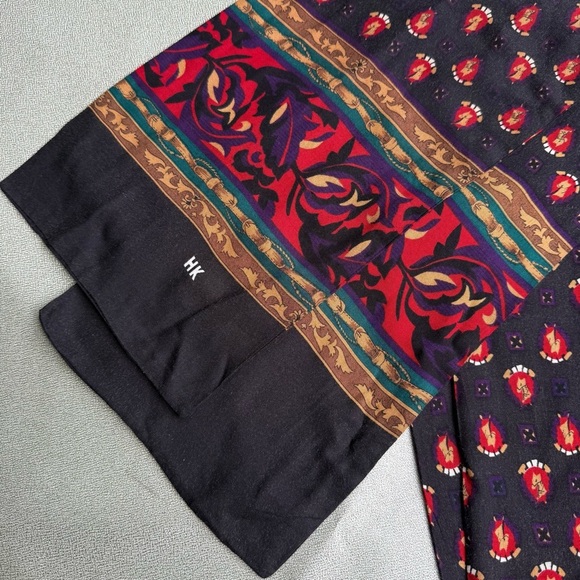 Unbranded HK Cotton Rectangular Black Horses Neck Scarf Tie 8”x 60” - Picture 2 of 3